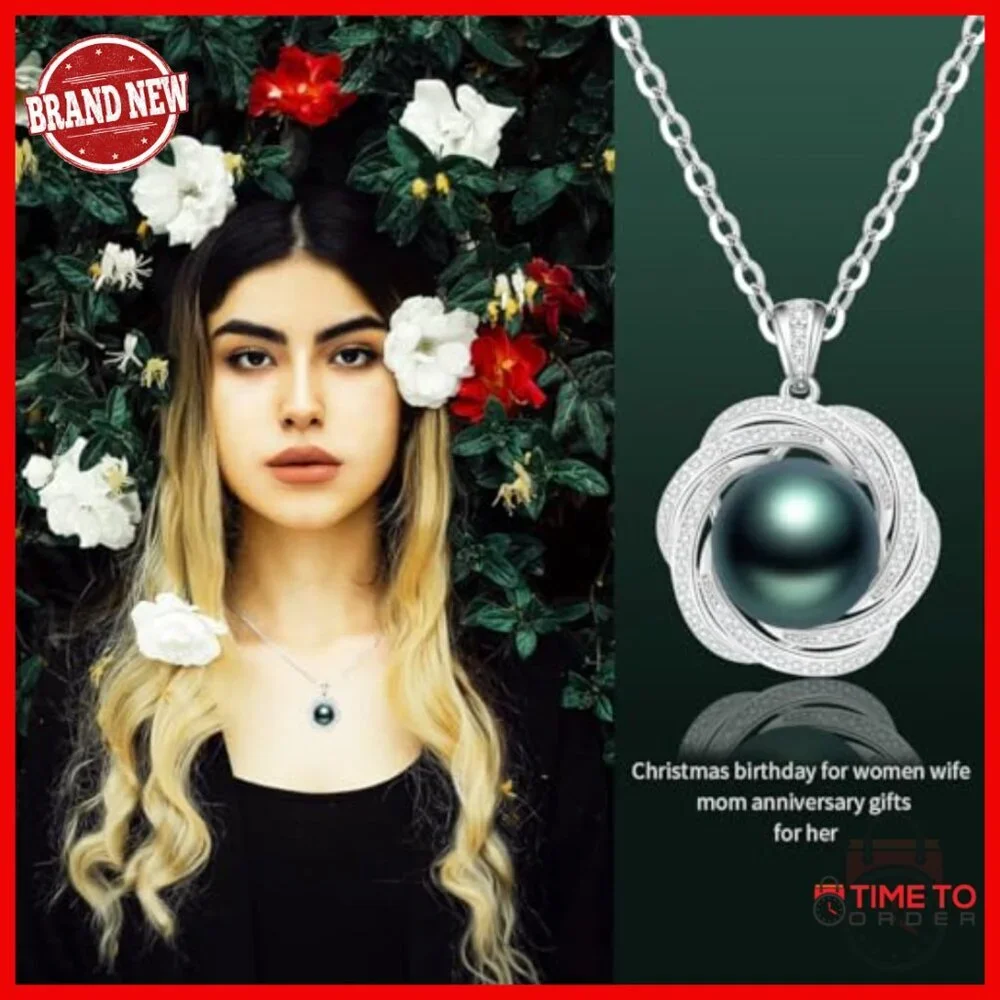 Tahitian Pearl Pendant Necklace 18K Gold Plated Sterling Silver 18 Inch Chain